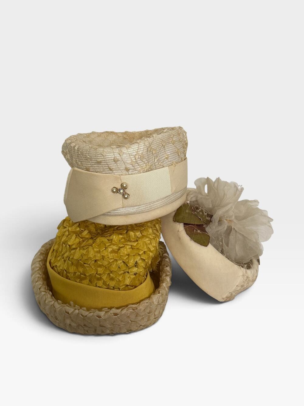 Lot of 3 Vintage Hats Millinery Craft Upcycle Costume Repair Project